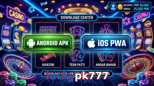 Main screen of Luckypk777 download page for PK players